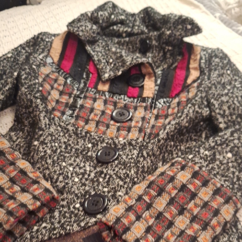 Ann Ren New York Stylish Multicolor Patterned Coat Size S - Picture 4 of 9